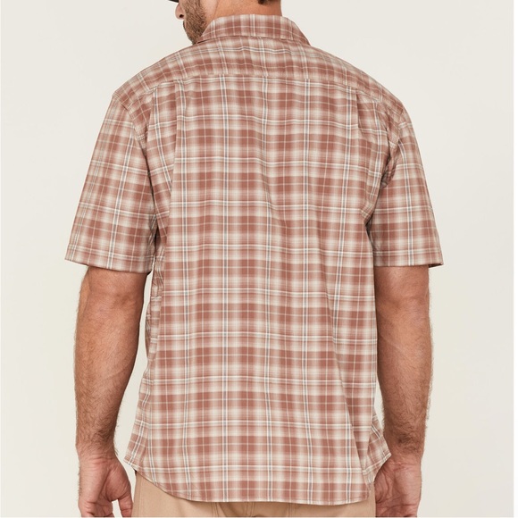 Carhartt Rugged Flex Nutmeg Plaid Relaxed Short Sleeve Snap Western Shirt - Sz L - Picture 3 of 16